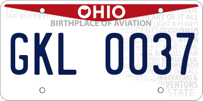 OH license plate GKL0037