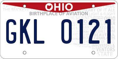 OH license plate GKL0121