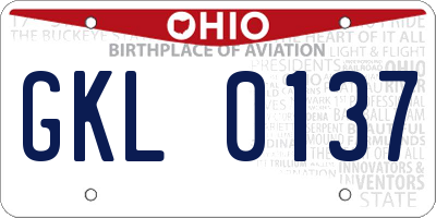 OH license plate GKL0137