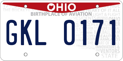OH license plate GKL0171