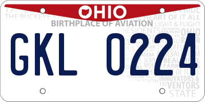 OH license plate GKL0224