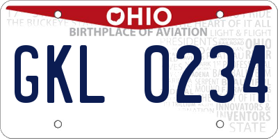 OH license plate GKL0234