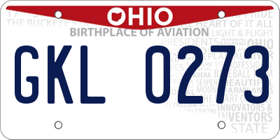 OH license plate GKL0273