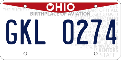 OH license plate GKL0274