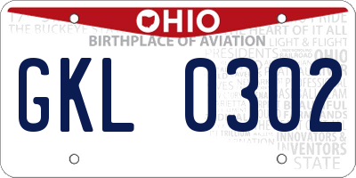 OH license plate GKL0302