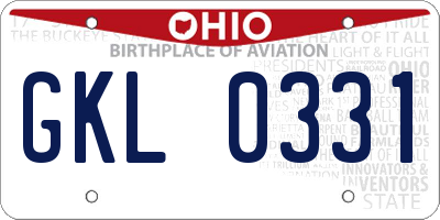 OH license plate GKL0331