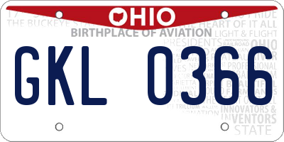 OH license plate GKL0366