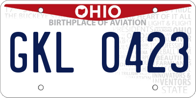 OH license plate GKL0423