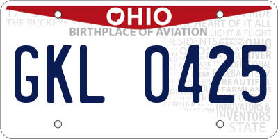 OH license plate GKL0425