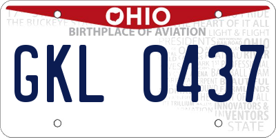 OH license plate GKL0437