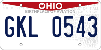OH license plate GKL0543