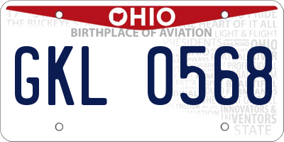 OH license plate GKL0568