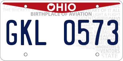 OH license plate GKL0573