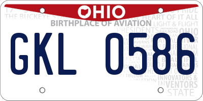 OH license plate GKL0586