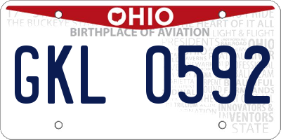 OH license plate GKL0592