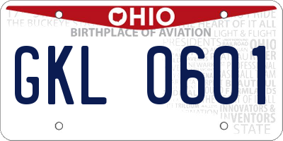 OH license plate GKL0601