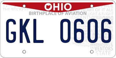 OH license plate GKL0606