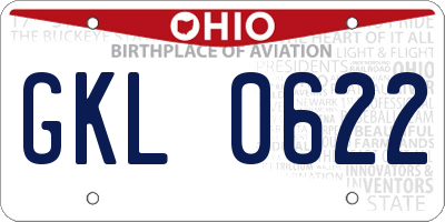 OH license plate GKL0622
