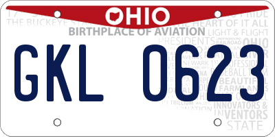 OH license plate GKL0623