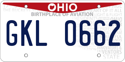 OH license plate GKL0662