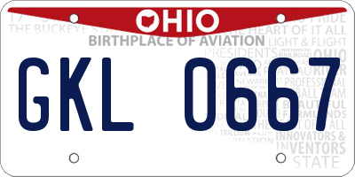 OH license plate GKL0667