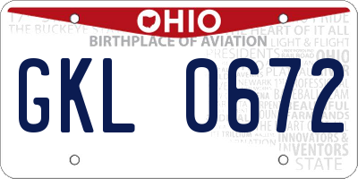 OH license plate GKL0672