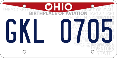 OH license plate GKL0705