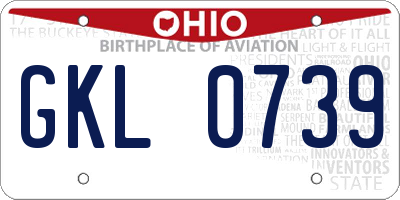 OH license plate GKL0739