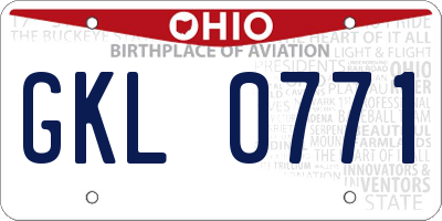 OH license plate GKL0771