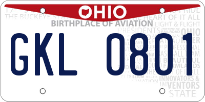 OH license plate GKL0801