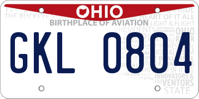 OH license plate GKL0804
