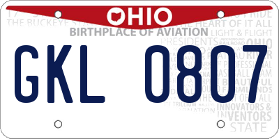 OH license plate GKL0807