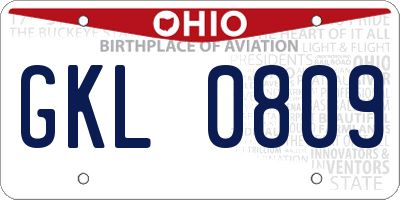 OH license plate GKL0809