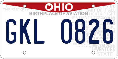 OH license plate GKL0826