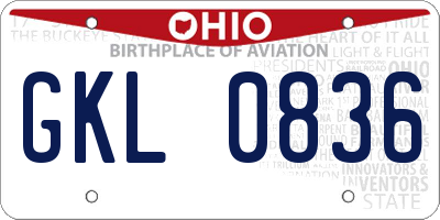 OH license plate GKL0836