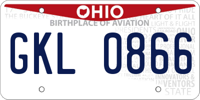 OH license plate GKL0866