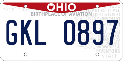 OH license plate GKL0897