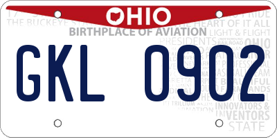 OH license plate GKL0902