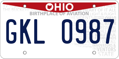 OH license plate GKL0987