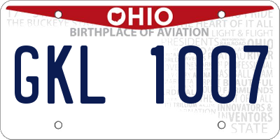 OH license plate GKL1007