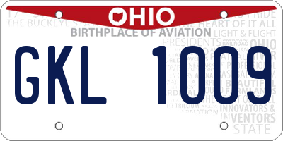 OH license plate GKL1009