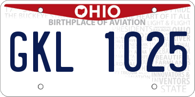 OH license plate GKL1025
