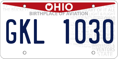 OH license plate GKL1030