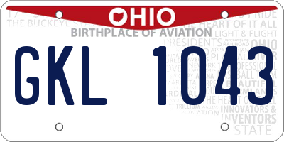 OH license plate GKL1043