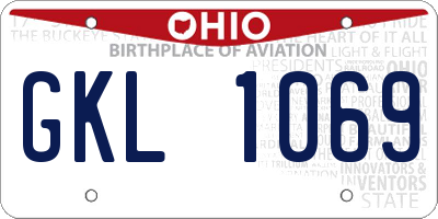 OH license plate GKL1069