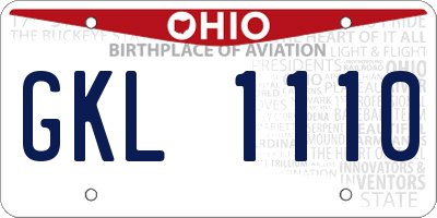 OH license plate GKL1110