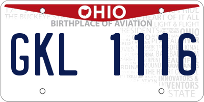OH license plate GKL1116