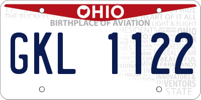 OH license plate GKL1122