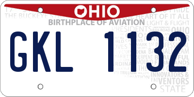 OH license plate GKL1132