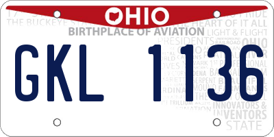 OH license plate GKL1136